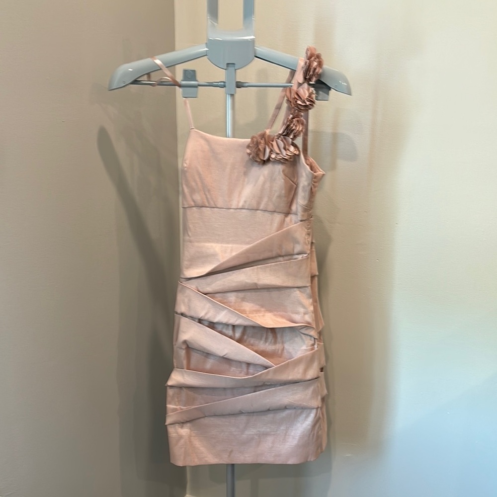Elegant Pink Sleeveless Dress with Floral Detail